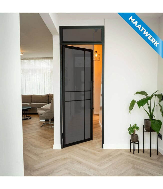 Stalen Binnendeur met bovenlicht - Zwart - 6 Vlaks - Maatwerk - Helder glas