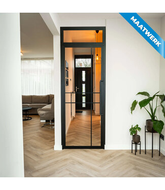 Stalen Binnendeur met bovenlicht - Zwart - 6 Vlaks - Maatwerk - Helder glas