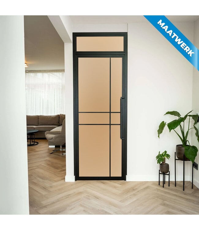 Stalen Binnendeur met bovenlicht - Zwart - 6 Vlaks - Maatwerk - Helder glas