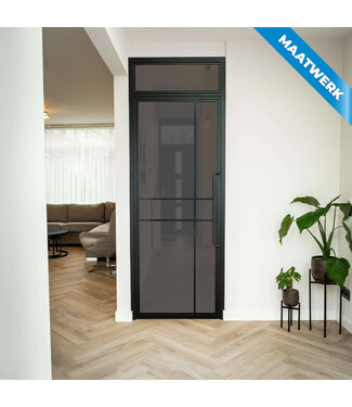 Stalen Binnendeur met bovenlicht - Zwart - 6 Vlaks - Maatwerk - Rook glas