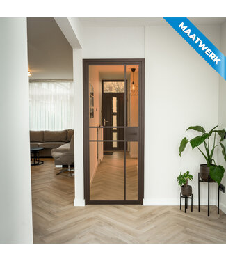 Stalen Binnendeur - 6 Vlaks - Maatwerk - Brons - Brons rook glas - Met slot Stalen Binnendeur - 6 Vlaks - Maatwerk - Brons - Brons rook glas - Met slot