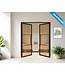 Dubbele stalen Binnendeur - 3 Vlaks - Brons - Maatwerk - Mat glas