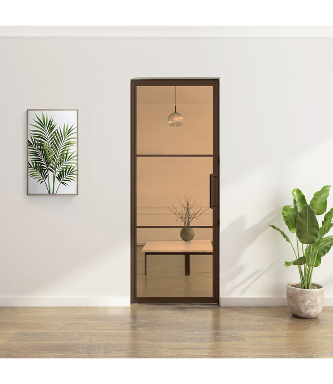 Stalen Taatsdeur - Brons - 3 Vlaks - Mat glas
