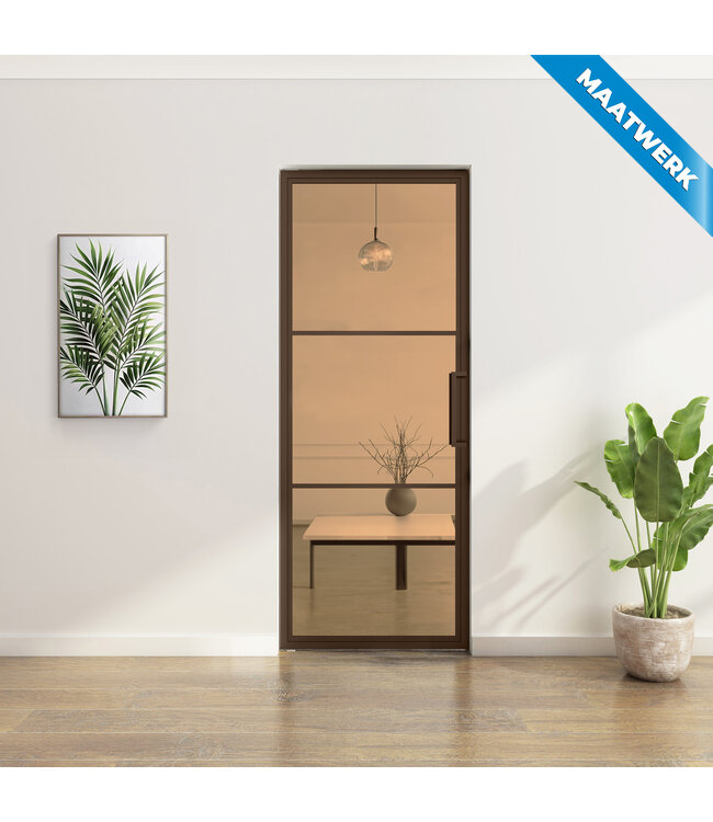 Stalen Taatsdeur - Maatwerk - Brons - 3 Vlaks - Helder glas