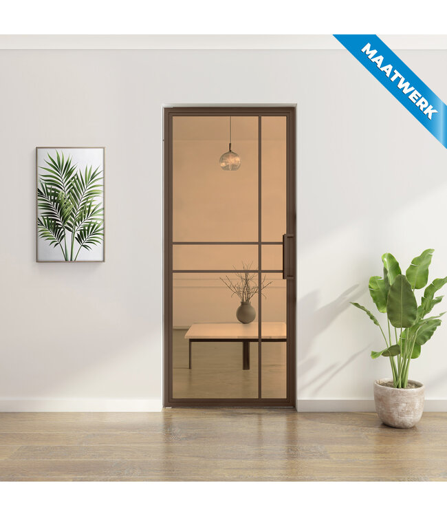 Stalen taatsdeur - Maatwerk - Brons - 6 Vlaks - Rook glas - Luxe design