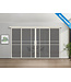 Dubbele stalen Schuifdeuren met koofsysteem en glaspanelen - 6 Vlaks - Wit - Maatwerk - Luxe design - Helder glas
