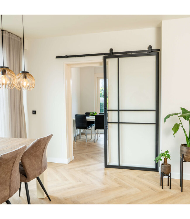 Stalen Schuifdeur - 6 Vlaks - Rook glas - Luxe design *