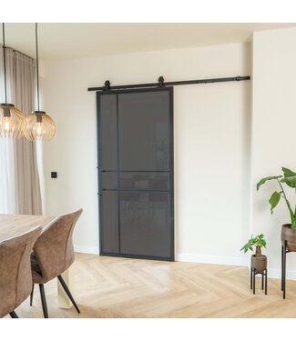 Stalen Schuifdeur - 6 Vlaks - Rook glas - Luxe design * Stalen Schuifdeur - 6 Vlaks - Rook glas - Luxe design *