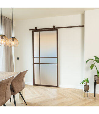 Stalen Schuifdeur - 6 Vlaks - Brons - Mat glas - Luxe design * Stalen Schuifdeur - 6 Vlaks - Brons - Mat glas - Luxe design *