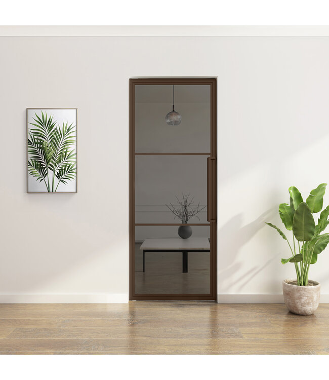 OUTLET: Stalen Taatsdeur - Brons - 3 Vlaks - Helder glas