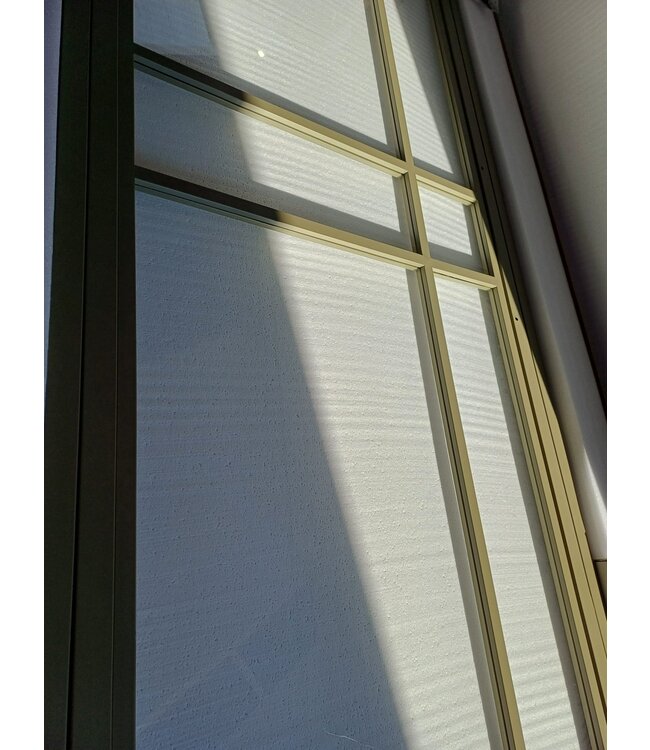 Stalen Binnendeur - Olijfgroen - 3 Vlaks - Rook glas