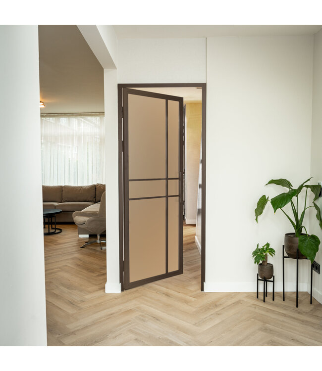 Stalen Binnendeur - Brons - 6 Vlaks - Mat glas - Luxe design *