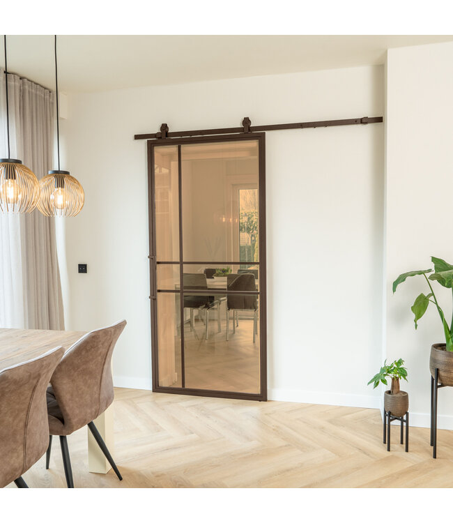 Stalen Schuifdeur - 6 Vlaks - Brons - Rook glas - Luxe design *