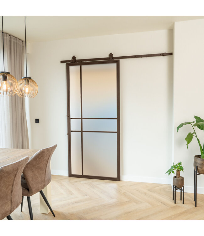 Stalen Schuifdeur - 6 Vlaks - Brons - Brons rook glas - Luxe design *