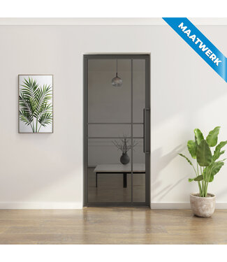 OUTLET: Stalen taatsdeur 88,9 x 215,8 - 6 Vlaks - Rook glas - Luxe design
