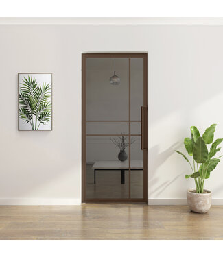 OUTLET: Stalen taatsdeur - Brons - 229,7 x 81,7 - 6 Vlaks - Rook glas -  Luxe design OUTLET: Stalen taatsdeur - Brons - 229,7 x 81,7 - 6 Vlaks - Rook glas -  Luxe design