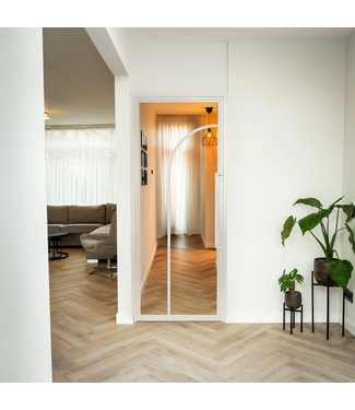 Stalen Binnendeur - Wit - 2 Vlaks rond - Helder glas Stalen Binnendeur - Wit - 2 Vlaks rond - Helder glas