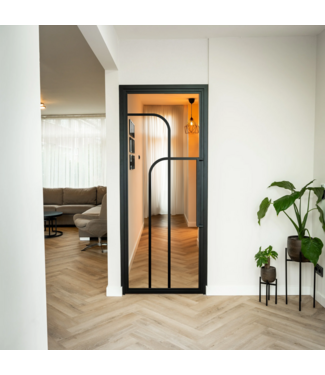 Stalen Binnendeur - Zwart - 4 Vlaks rond - Helder glas Stalen Binnendeur - Zwart - 4 Vlaks rond - Helder glas