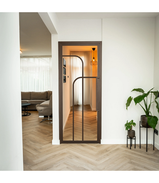 Stalen Binnendeur - Brons - 4 Vlaks rond - Helder glas Stalen Binnendeur - Brons - 4 Vlaks rond - Helder glas