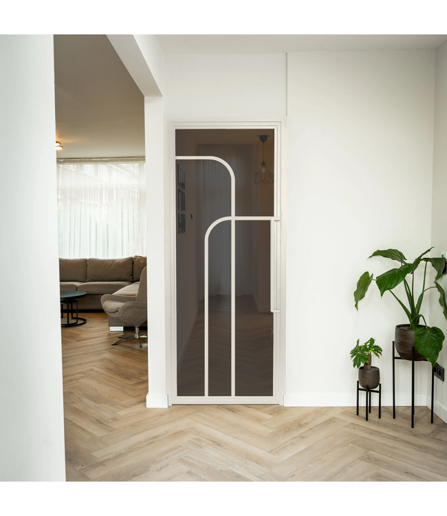 Stalen Binnendeur - Wit - 4 Vlaks rond - Mat glas