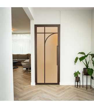 Stalen Binnendeur - Brons - 5 Vlaks rond - Mat glas Stalen Binnendeur - Brons - 5 Vlaks rond - Mat glas