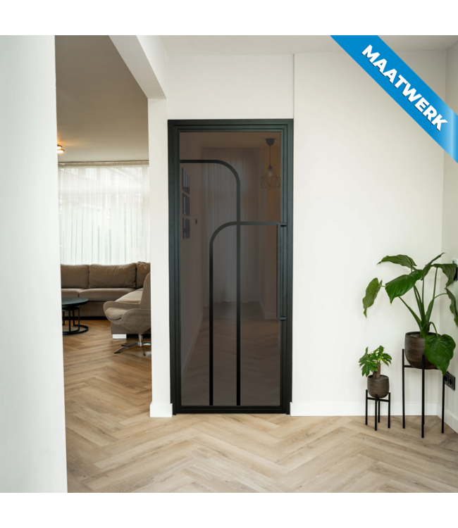 Stalen Binnendeur - Zwart - 4 Vlaks rond - Maatwerk - Helder glas