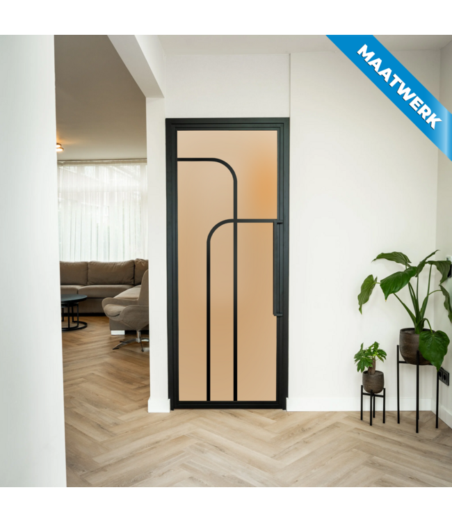 Stalen Binnendeur - Zwart - 4 Vlaks rond - Maatwerk - Mat glas