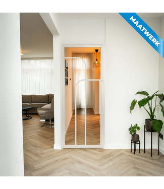 Stalen Binnendeur - Wit - 4 Vlaks rond - Maatwerk - Helder glas