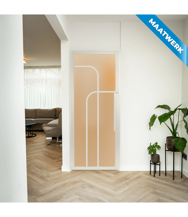 Stalen Binnendeur - Wit - 4 Vlaks rond - Maatwerk - Mat glas