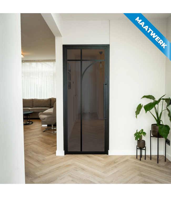Stalen Binnendeur - Zwart - 5 Vlaks rond - Maatwerk - Mat glas