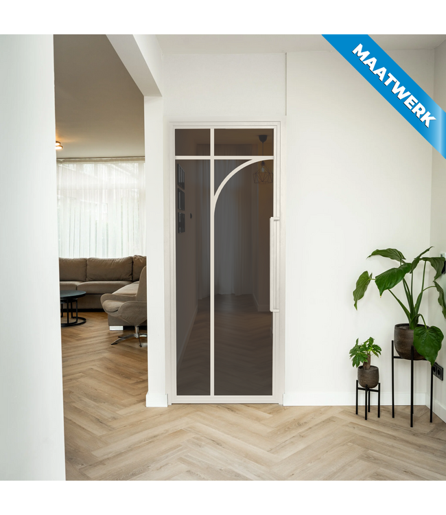 Stalen Binnendeur - Wit - 5 Vlaks rond - Maatwerk - Mat glas