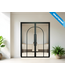 Dubbele stalen Binnendeur - Zwart - 2 Vlaks rond - Maatwerk - Rook glas
