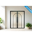 Dubbele stalen Binnendeur - Zwart - 2 Vlaks rond - Maatwerk - Rook glas