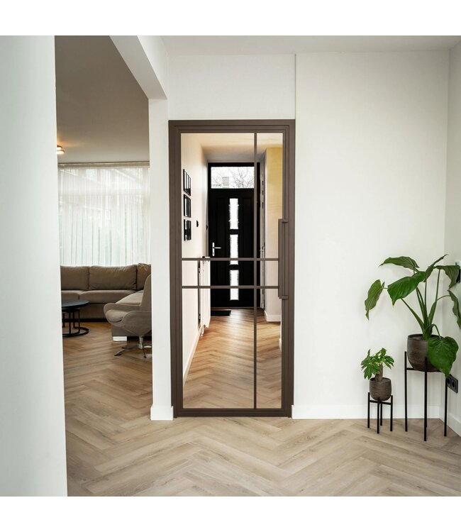 OUTLET: Stalen Binnendeur - Brons - 6 Vlaks Luxe design - Helder glas