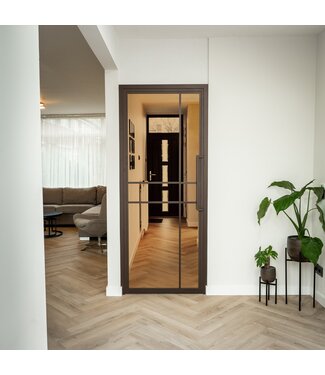 OUTLET: Stalen Binnendeur - Brons - 6 Vlaks Luxe design - Brons rookglas