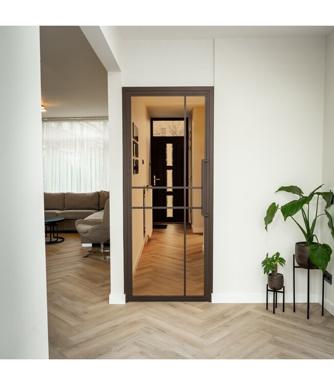 OUTLET: Stalen Binnendeur - Brons - 6 Vlaks Luxe design - Brons rookglas