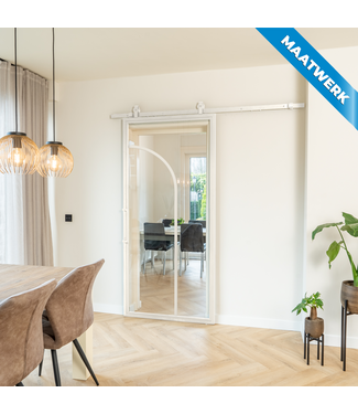 Stalen Schuifdeur - Wit - 2 Vlaks rond - Maatwerk - Helder glas