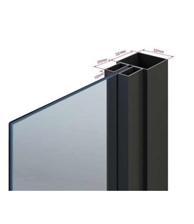 Stalen Schuifdeur - Zwart - 4 Vlaks rond - Maatwerk - Rook glas