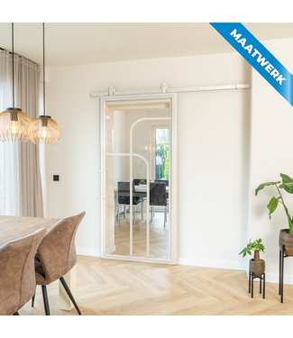 Stalen Schuifdeur - Wit - 4 Vlaks rond - Maatwerk - Helder