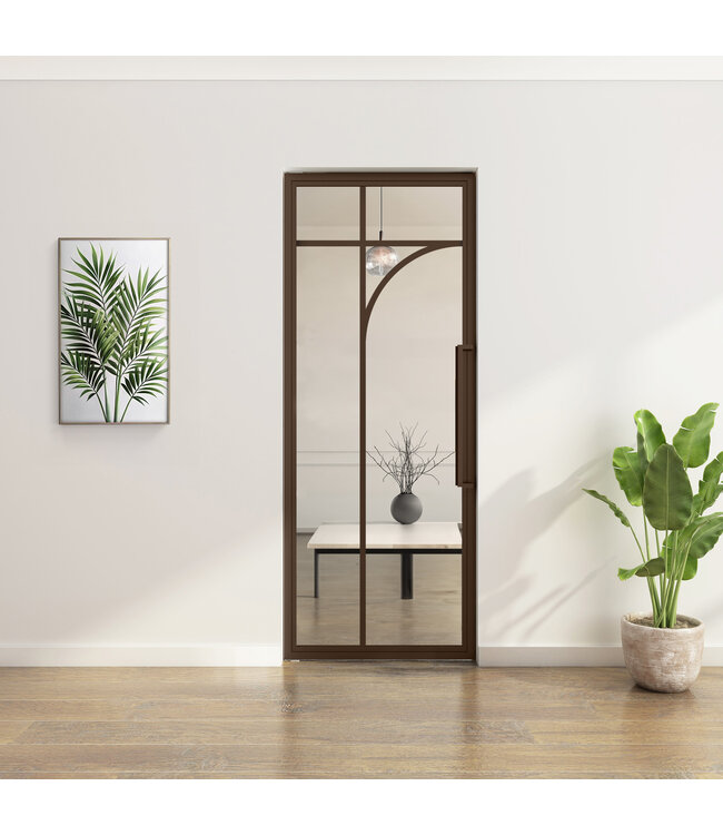 Stalen Taatsdeur - Brons - 5 Vlaks rond -Rook glas