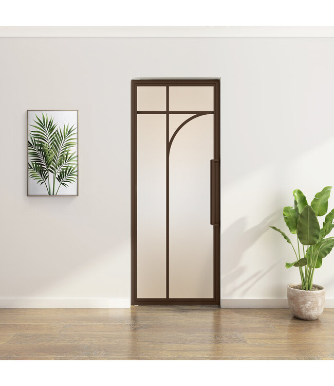 Stalen Taatsdeur - Brons - 5 Vlaks rond -Rookglas