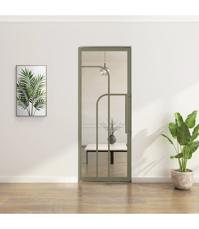 Stalen Taatsdeur - Olijfgroen - 4 Vlaks rond - Mat glas