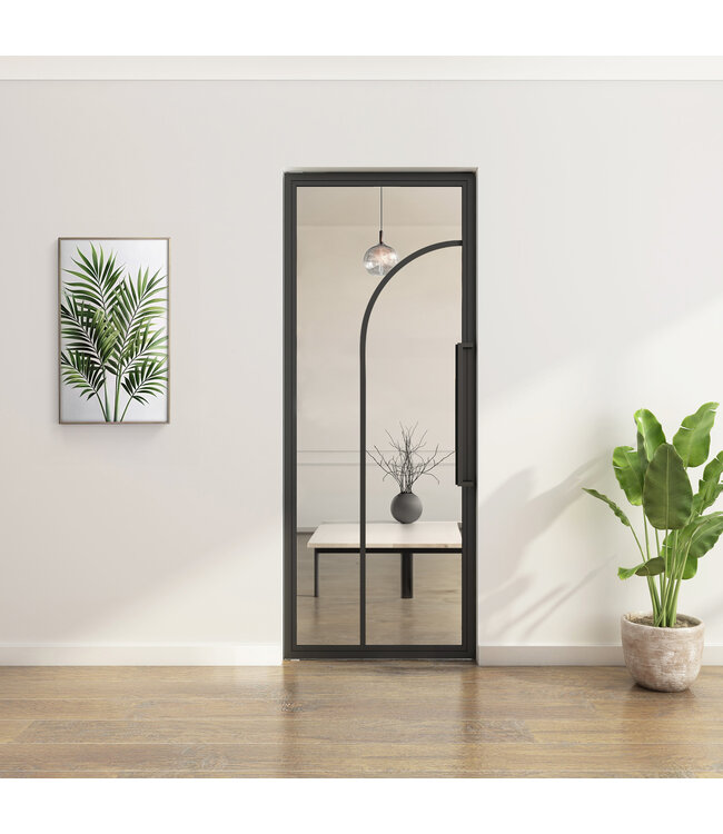 Stalen Taatsdeur - Zwart - 2 Vlaks rond - Mat glas