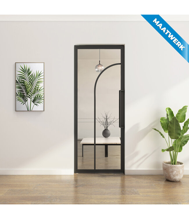 Stalen Taatsdeur - Maatwerk - Zwart - 2 Vlaks rond - Mat glas