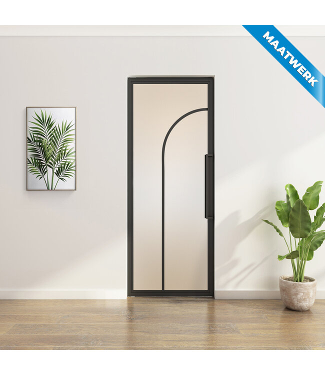 Stalen Taatsdeur - Maatwerk - Zwart - 2 Vlaks rond - Rook glas