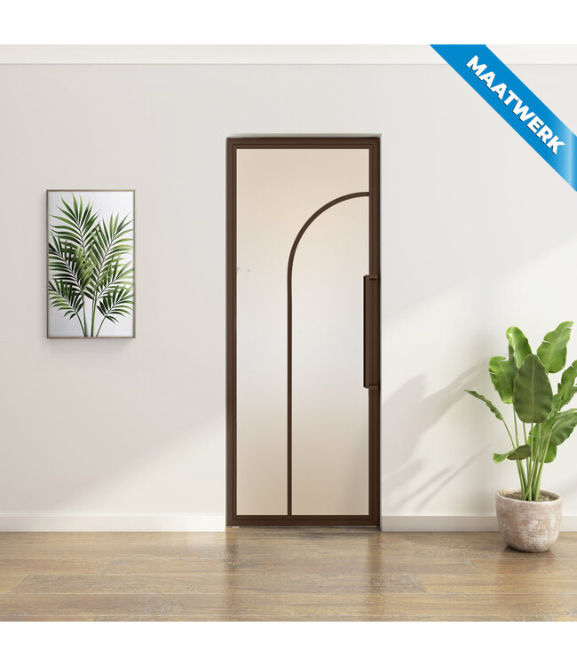 Stalen Taatsdeur - Maatwerk - Brons - 2 Vlaks rond - Rook glas