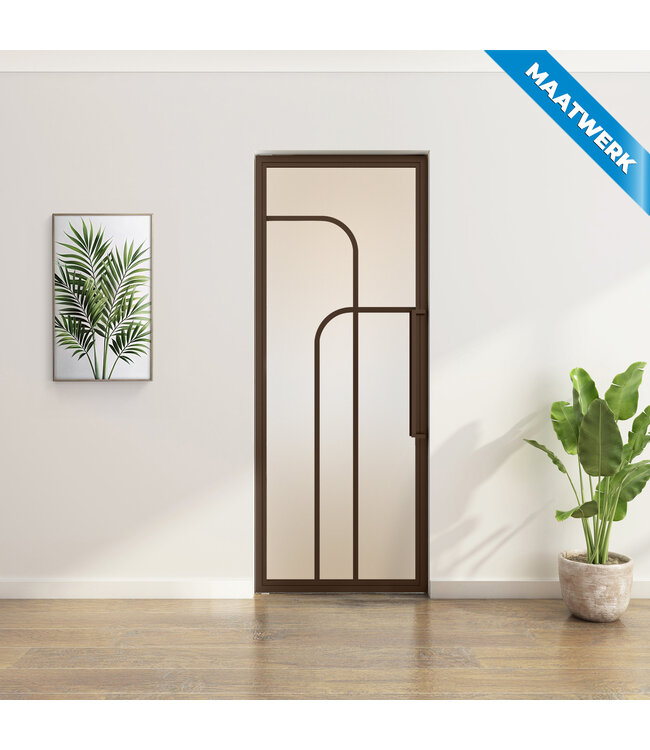 Stalen Taatsdeur - Maatwerk - Brons - 4 Vlaks rond - Rook glas