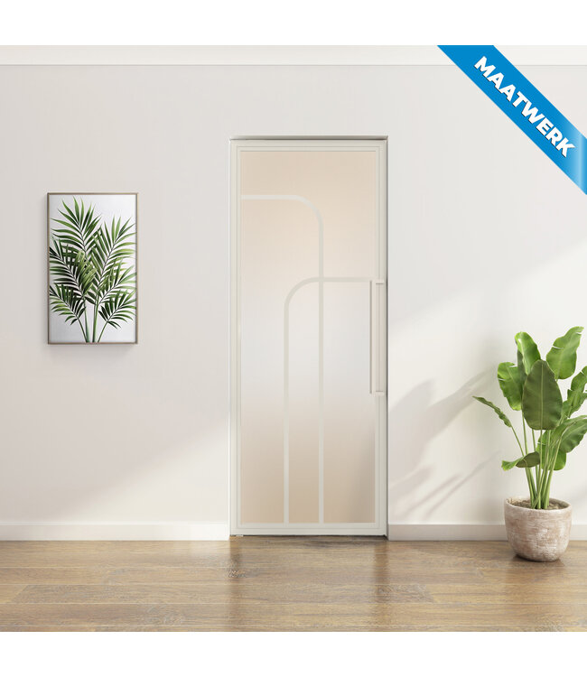 Stalen Taatsdeur - Maatwerk - Wit - 4 Vlaks rond - Mat glas