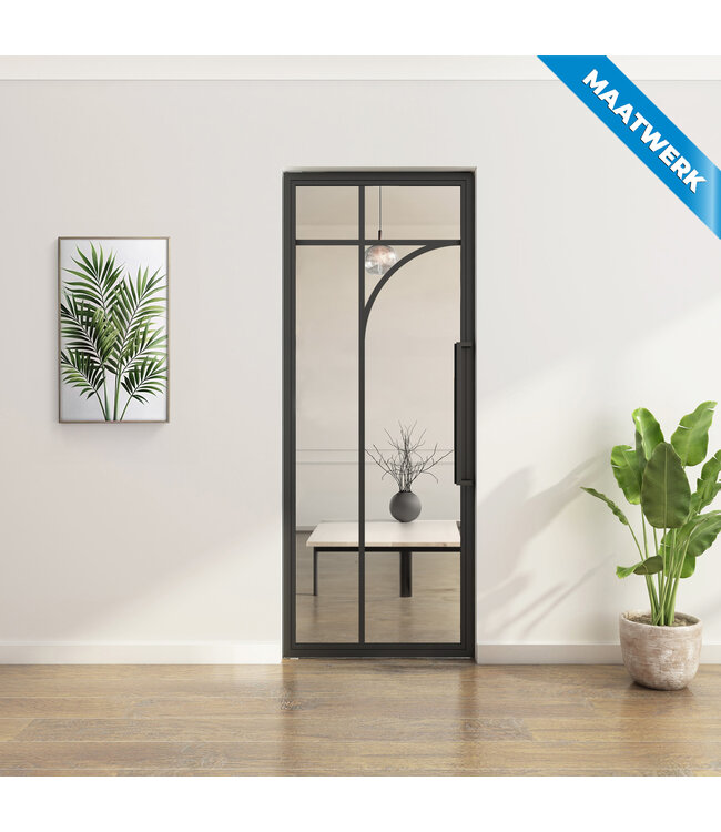 Stalen Taatsdeur - Maatwerk - Zwart - 5 Vlaks rond - Mat glas