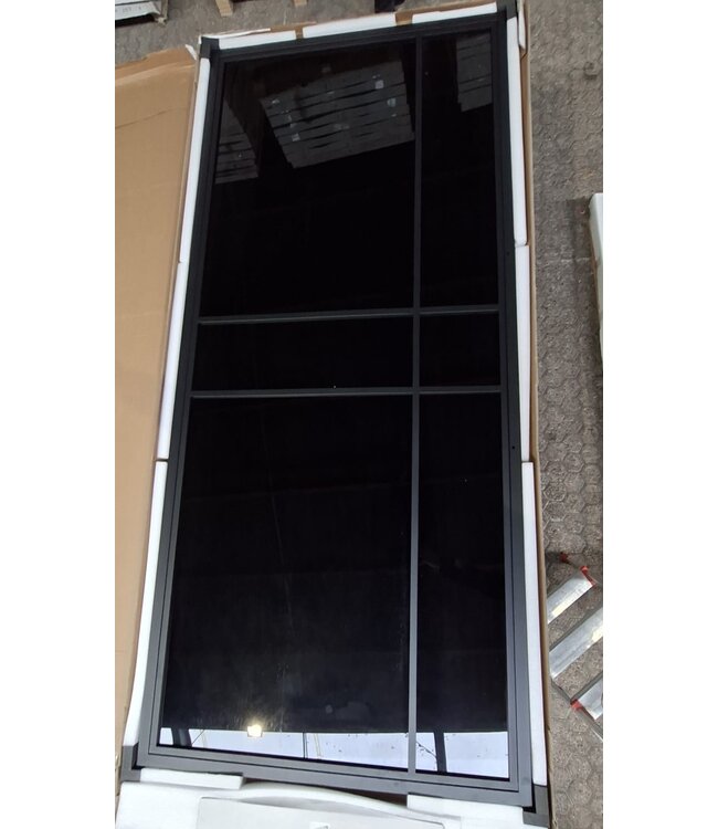 OUTLET: Dubbele stalen taatsdeur -  6 Vlaks - Rook glas - Luxe design - 240,5 x 211,8